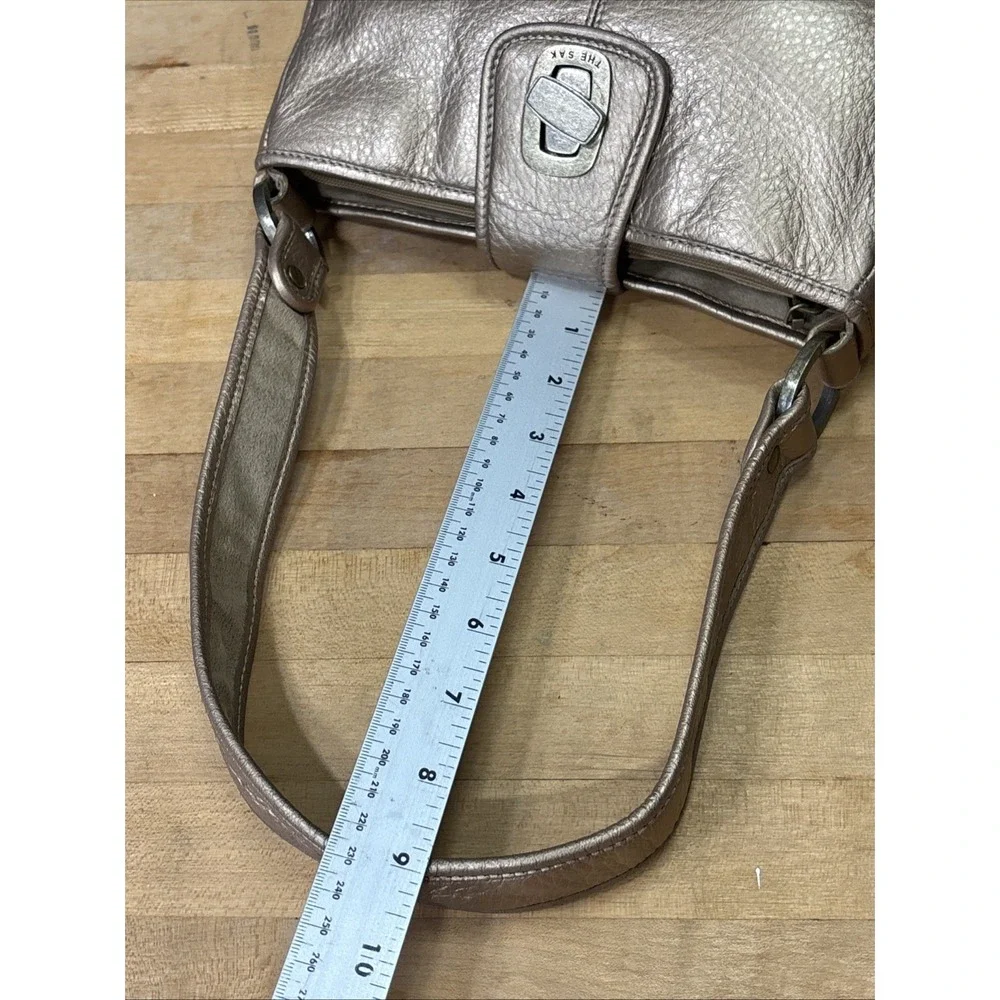 The Sak Metallic Bronze Leather Shoulder Bag Purse Y2K Hobo Handbag